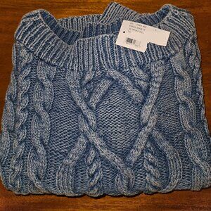 Intermix Kenzim Denim Cable-Knit Sweater